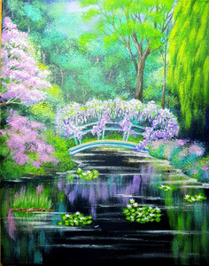 Lorna, Monet's garden, acrylic.jpg